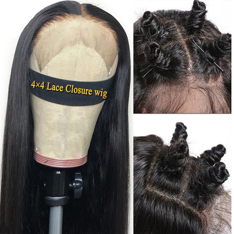 

Human Hair Wigs Lace Front Human Hair Wigs 4*4 Lace Closure Wig Brazilian Straight Hair Wig For Black Women Fairgreat Lace Frontal Wig, Black;brown