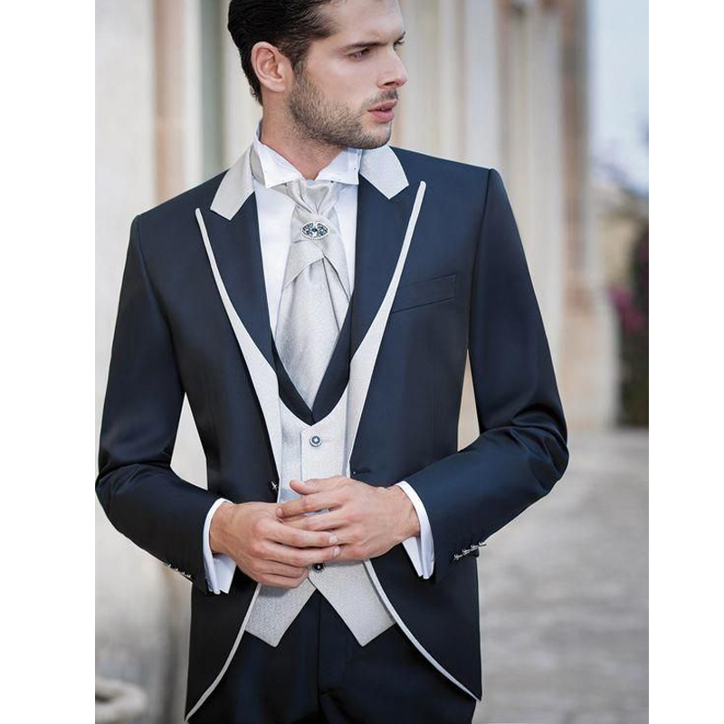 

2019 Custom Mens Wedding Suit 3 Pieces Wedding Tuxedos One Button Jacket+Pants+Vest Groom Tuxedo Groomsmen Best Man Suit, Beige