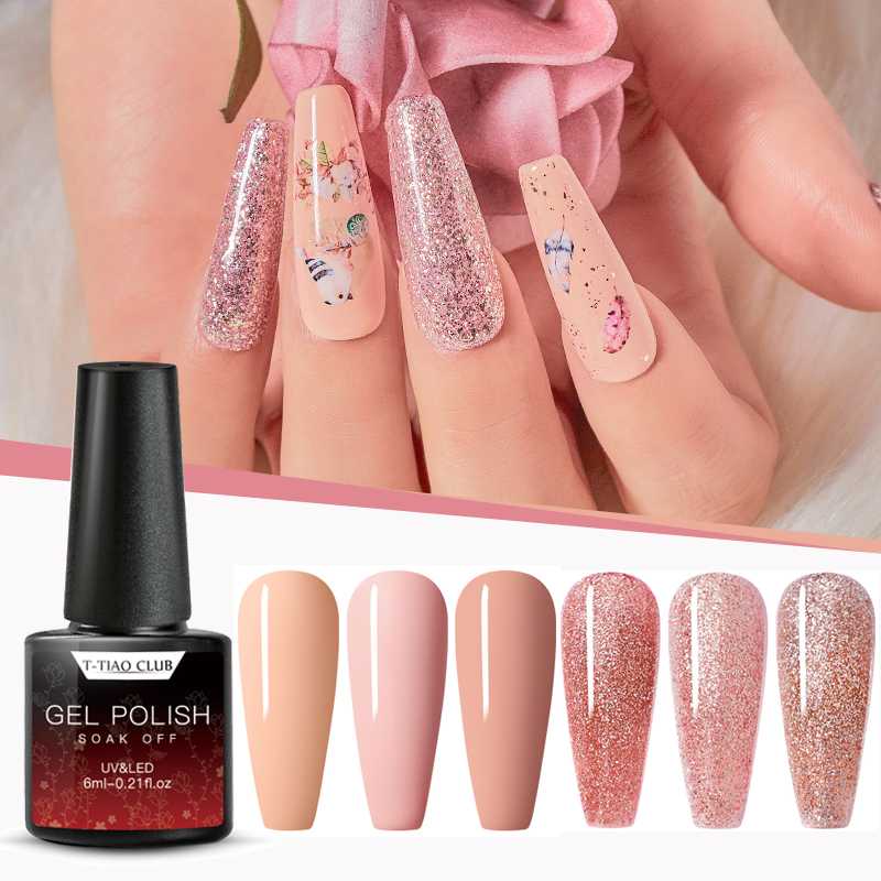 

T-TIAO CLUB UV Gel Nail Polish Rose Gold Glitter Sequins Soak Off UV Gel 6ml Varnish Color Nail Polish DIY Art Lacquer, M30397