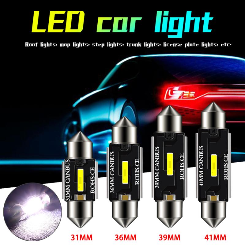 

2Pcs 12V/24V Festoon 31-41mm LED Bulb 1860 CSP Canbus Interior Dome Map Light Trunk Light Step Lights Side Door Courtesy, As pic
