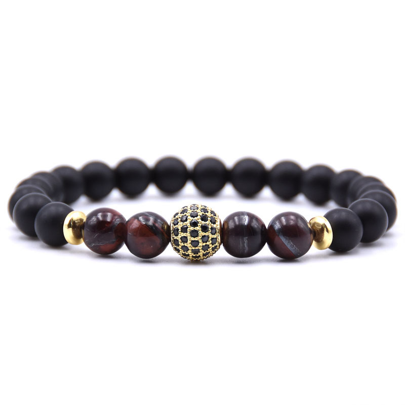 Fashion Design Gold Metal Charm Natural Beads Link Bracelets Men and Women Colorful Agate Stone Bead Bracelet-image-544071916