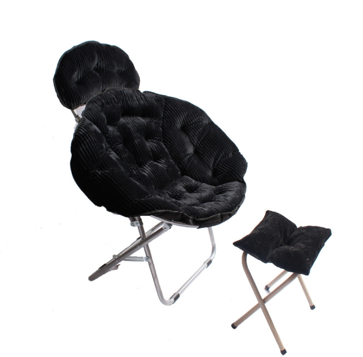 

Corduroy home folding chair office leisure lounge chair moon with footstool backrest