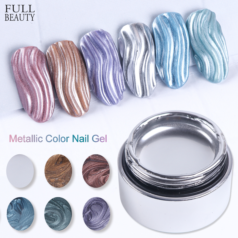 

6ml Metallic Mirror Nail Gel Polish Wire Drawing Painting Gel Lacquer UV or LED Lamp Soak Off Nail Art Edge Varnish Glue CH776-1, 06