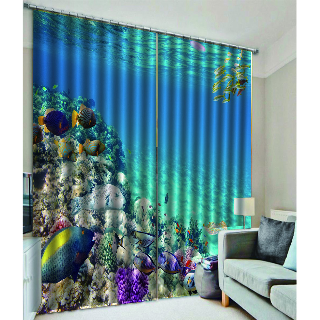 

sea world 3d print blackout curtain drapes 3 size for optional,mildew resistant waterproof polyester