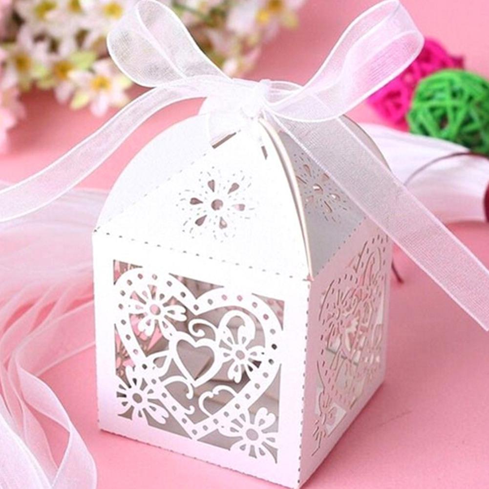 

MeterMall 50Pcs/Set Hollow Out Loving Heart Storage Paper Box for Wedding Chocolates Candy