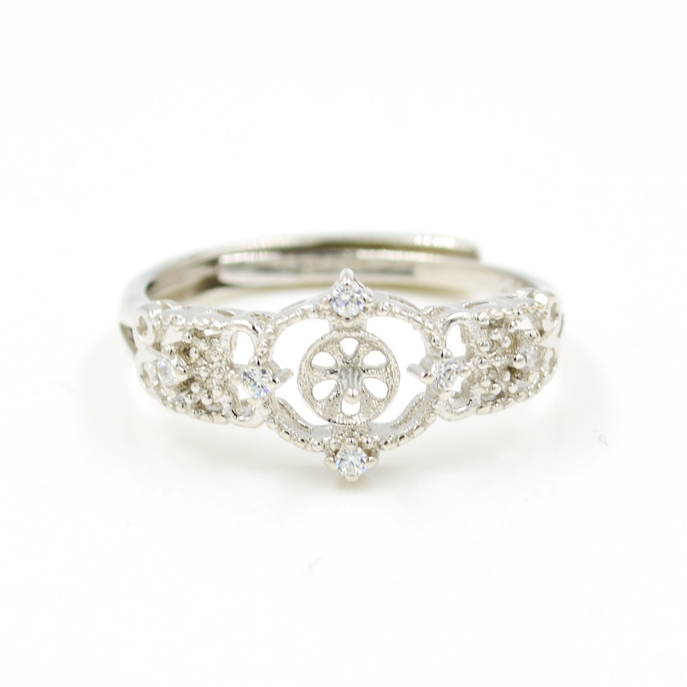 Sterling Silver adjustable Fashion Pearl Ring Mounting S925 Women Ring Mounts Jewelry New for oyster pearls PS4MJZ021-image-443326562