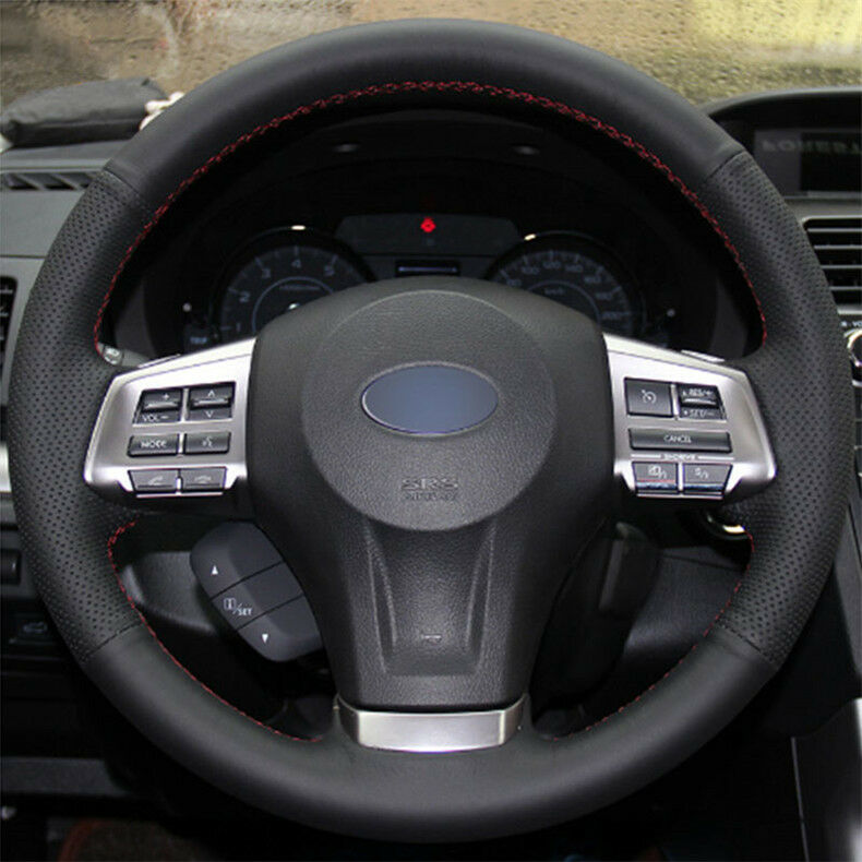 Top Leather Steering Wheel DIY Hand-stitch on Wrap Cover For Subaru Forester 13-15 Legacy 13-14 Outback 13-14 XV 13-15-image-535409595