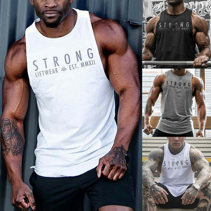 

Januarysnow Fashion Casual Summer Autumn Fashion Mens Fitness Activewear Tops Bodybuilding Muscle Tee Vests Muscle Men Vests Casual Tops, White