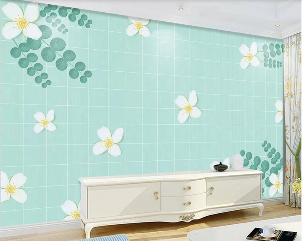 

3d room wallpaper custom photo mural Green small fresh stylish flower background wall home decor wall art pictures wallpaper for walls 3 d, Non-woven fabric