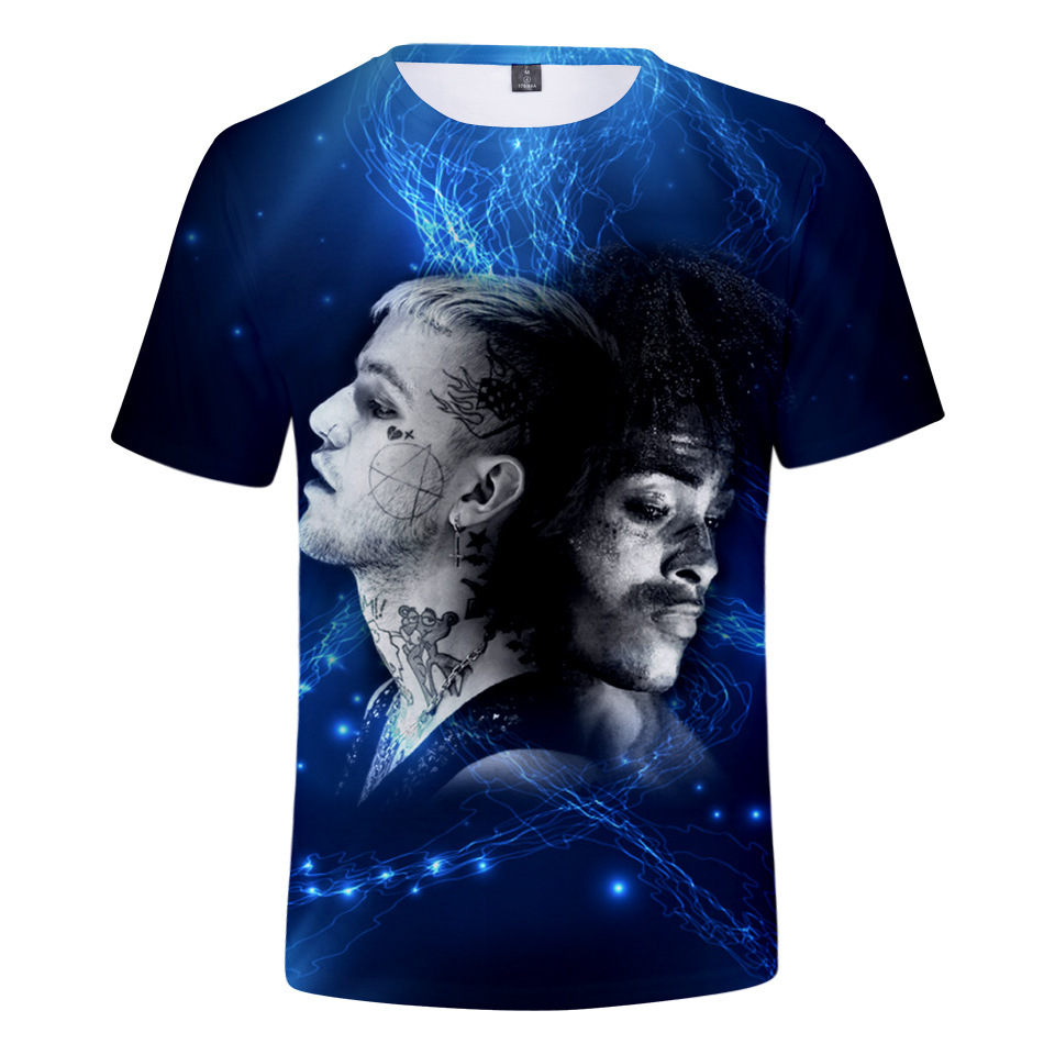 

XXXTentacion and Lil Peep 3d Tshirt Rap Singer Men T-shirt Unisex Funny Tee Hip-Hop O-Neck Short Sleeve Summer Streetwear, As pic