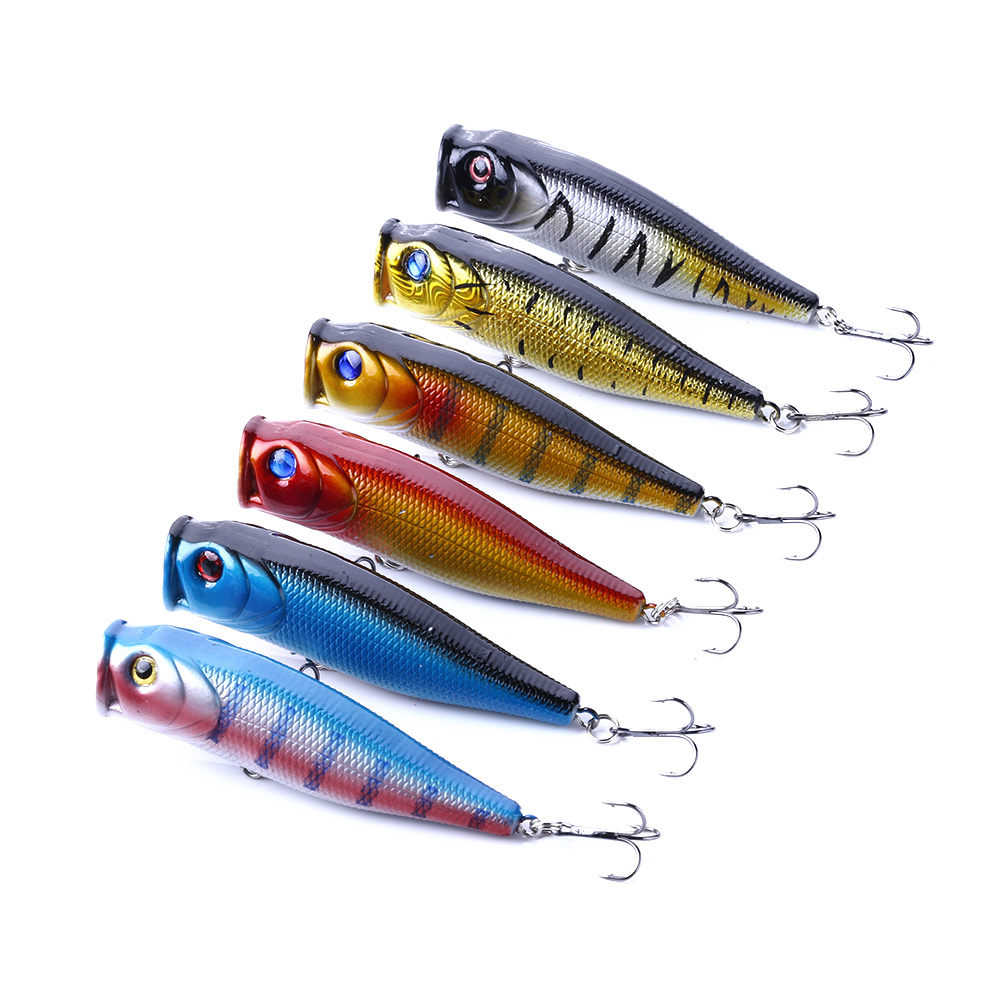 

HENGJIA Top water plastic fishing hard bait,fishing lures,Popper CRANKBAIT lure,9CM 14G 4#hooks 72pcs PO019