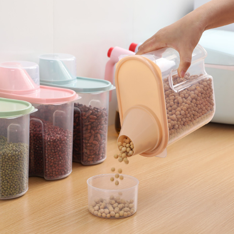

With Pour Lids Storage Box 4PCS/Set PP Jars Plastic Container Set Clear Kitchen Storage Bottles Dried Grains Tank Hot Sale