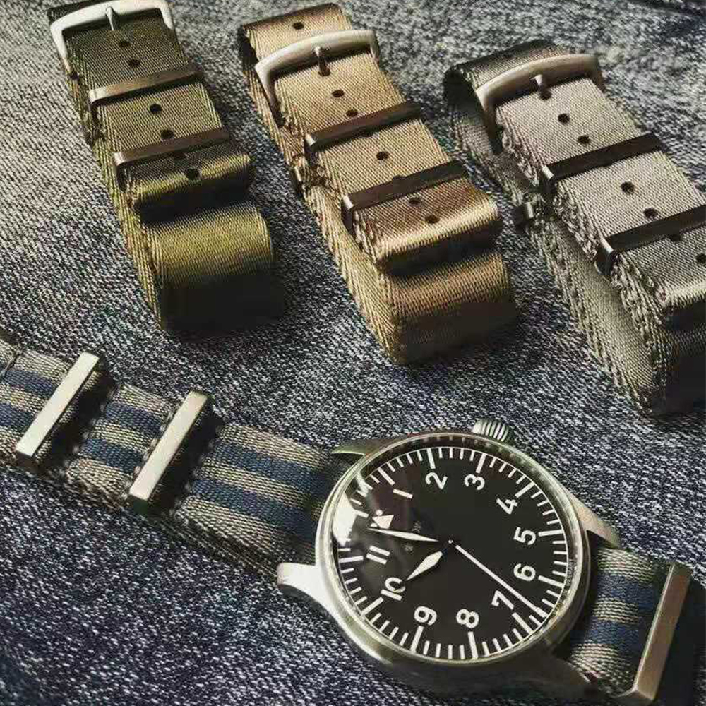 

Premium Quality Herringbone 20mm 22mm Seatbelt Watch Band Nylon Nato Strap For Military Watch LY191209, Black;brown