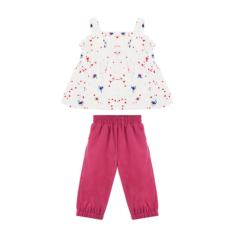 

Girls Clothing Sets Sweet Summer Bow Casual Set Children's Vest Top + Five-point Pants Cute Suits Baby Set 2PCS