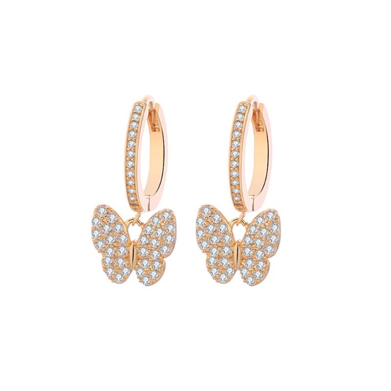 

2020 New Butterfly Charm Earrings Trendy Crystal Cute Insect Hoop Earrings Korean Statement Jewelry For Women Pendientes Gifts