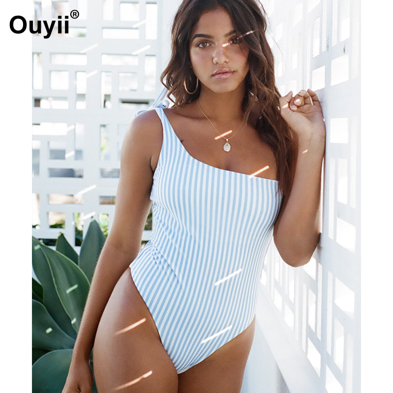 

Beach Swimwear One Shoulder Strap Bikini Set Summer New High Waist Women' Bikini Solid Color Retro Swimwear, Nk133br