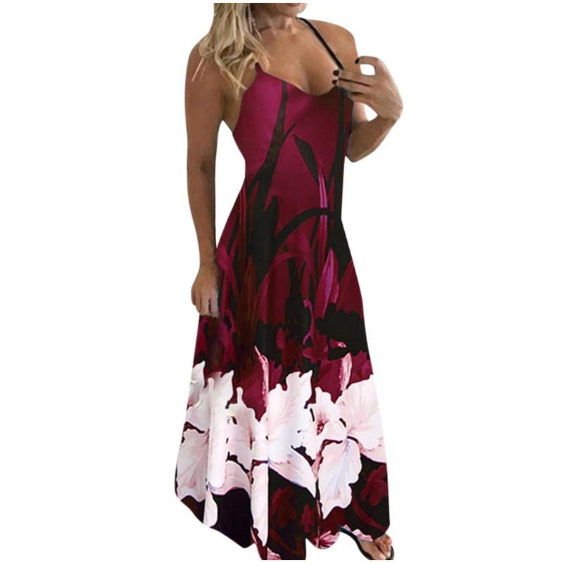 

SAGACE Fashion dress Women Party beach Dress Women plus size Summer Sleeveless Long With Suspenders Sundress female beach