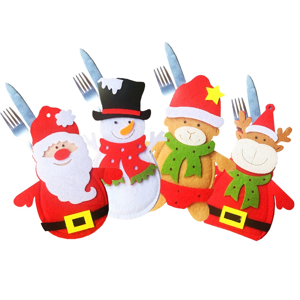 

2018 New Christmas Decoration for Home New Year Tableware Holder Pocket Cutlery Party Christmas Gift Table Decoration Supply