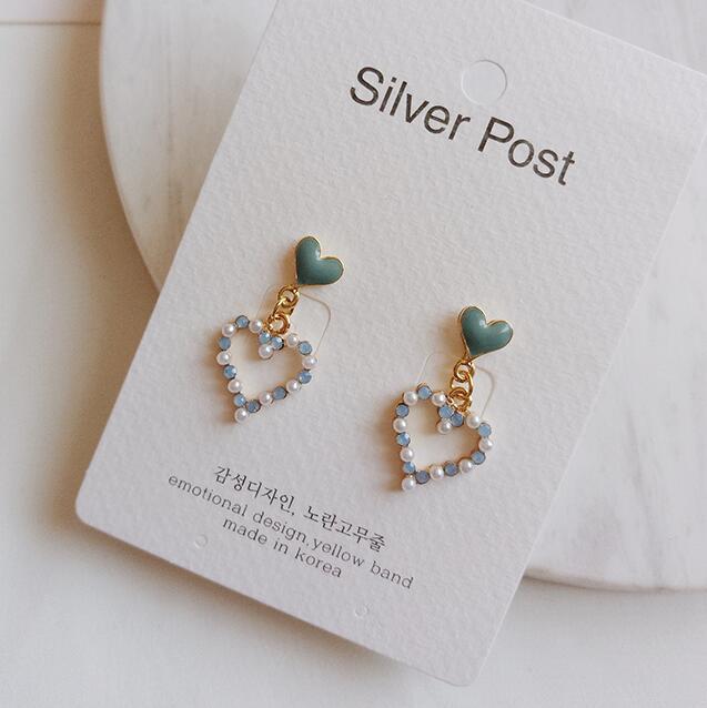 

Fashion Multicolor Pearl Love Pendant Drop Earrings for Women 2020 Korean Modal Sweet Dangle Jewelry