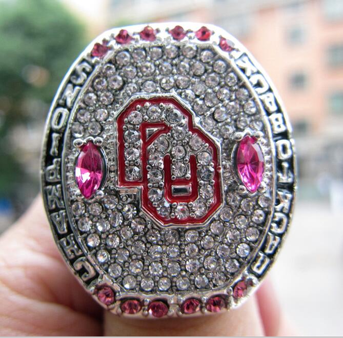 

2016 Oklahoma Sooner s Big 12 Championship Ring Silver color Souvenir Men Fan Gift 2019 wholesale Drop Shipping, Golden;silver