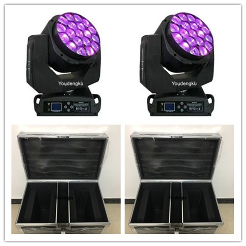 4pcs/lot Big 19*15W Bee Eyes LED Moving Head Zoom Light clay paky aleda wash k10 B EYE beam movinghead with flightcase-image-455766757