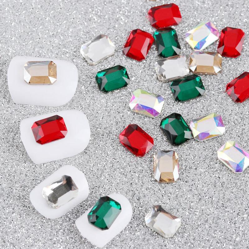 

20 Pcs 3D Glass Nail Rhinestone Crystal Nail Art Octagonal Colored Stone Manicure Non Hotfix flatback Rhinestones Sticker