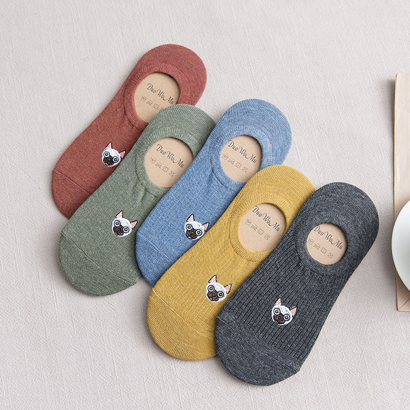 

Two Pair Breathable Kawaii Soft Cotton Short-Socks For Deodorant Sweat Women Cute Fashion Non-slip Invisible Boat Socks Harajuku, 2pairs orange