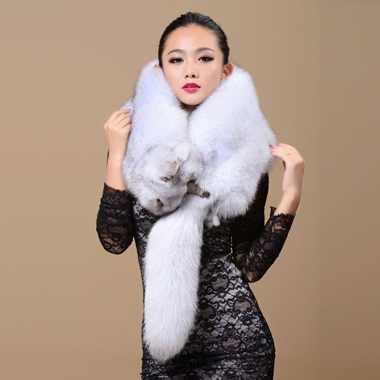 

Real Collar Scarf 100% Natural Shawl For Women Scarves Genuine Fur Collar Warm Real Whole Hood Big Fur Neck Female