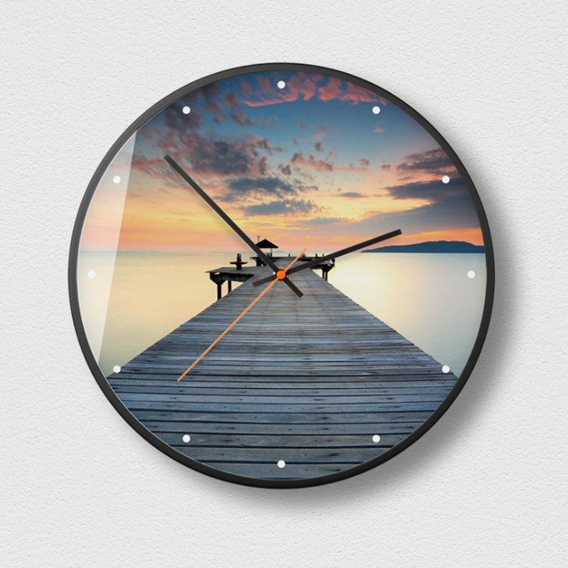 

New 3D Wall Clock Sea And Sunset Series HD Wall Clock Modern Design Metal Silent Movement Large Size Home Decoration