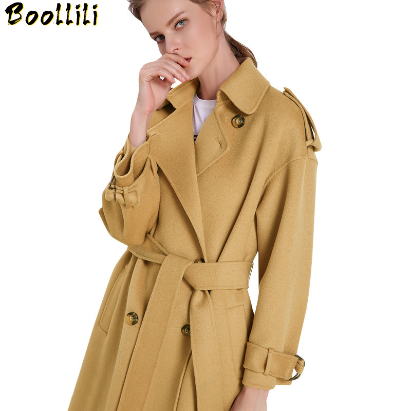 

Boollili Coat Women Long Jacket Korean Elegant Double-sided Wool Coat Women Ladies Coats Abrigos Mujer Invierno 2020, Black