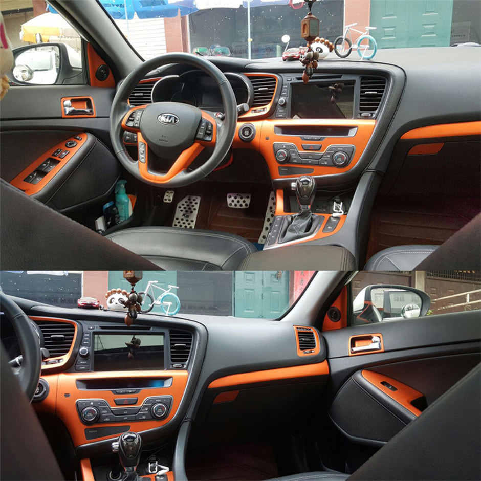 Für kia k5 2011-2015 interior zentral steuert panel türgriff 3d / 5dcarbon faseraufkleber decals auto styling accessorie