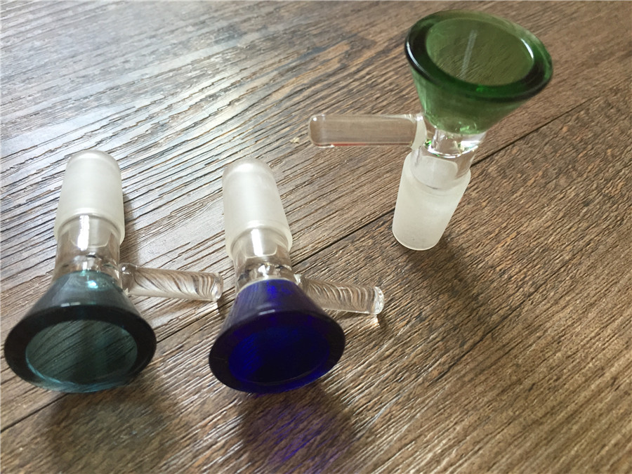 

Funnel Bowls pieces 14mm 18mm Male Joint Colorful Smoking Glass Bong Bowl Piece For Glass Bongs Oil Rigs Water Pipe ash catcher bowl