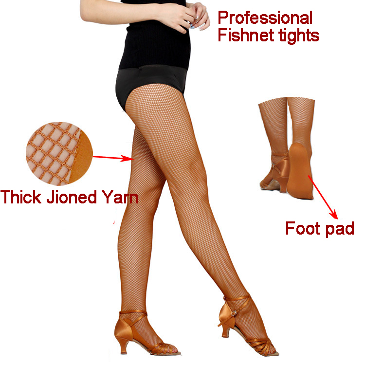 

New Seamless Tan Ballroom Latin Dance Thights Professional Fishnet Tights Latin Salsa Dresses For Women On Sale, Beige