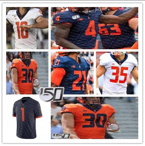 

Customized Illinois IL Fighting College Football Isaiah Williams Reggie Corbin Bobby Roundtree Ncaa 150TH Orange White Navy Jersey Wholesale