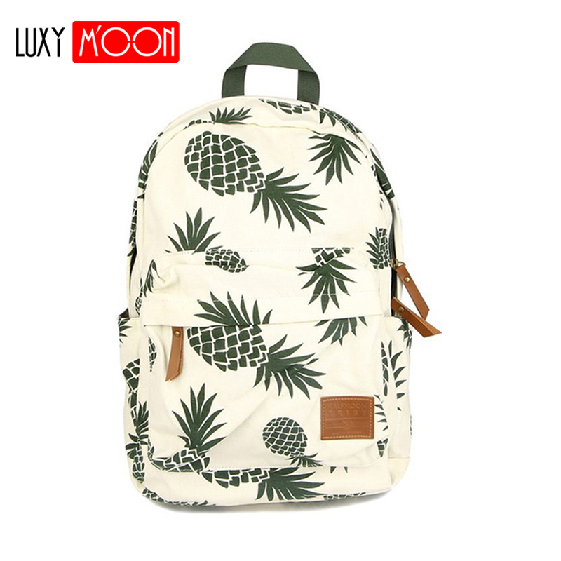 Kids Fashion Pineapple Canvas Backpack for Teenager Girls Laptop Backpack 15inch