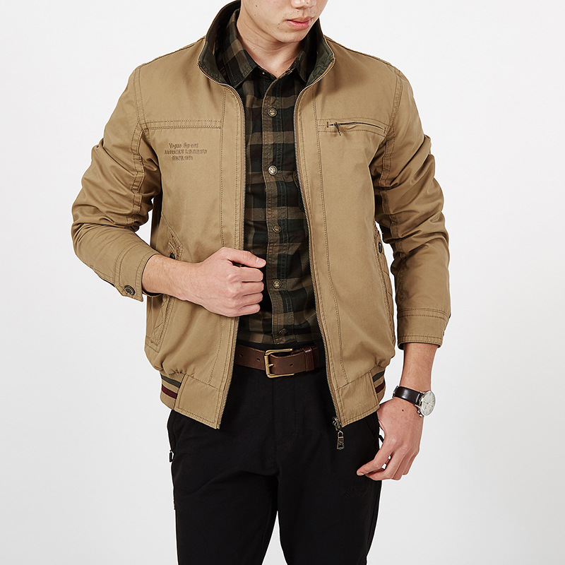 

Spring Men Jacket Double-sided Wear Jacket Men Coat Male 100% Cotton Solid Jaqueta Masculina Plus Size -5XL, Army green