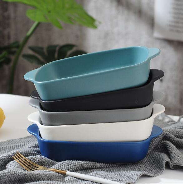 Baking tray Milk Pot cheese Parmesan pasta plate two ears rectangular plates bak bowl oven household crockery dish-image-516901536