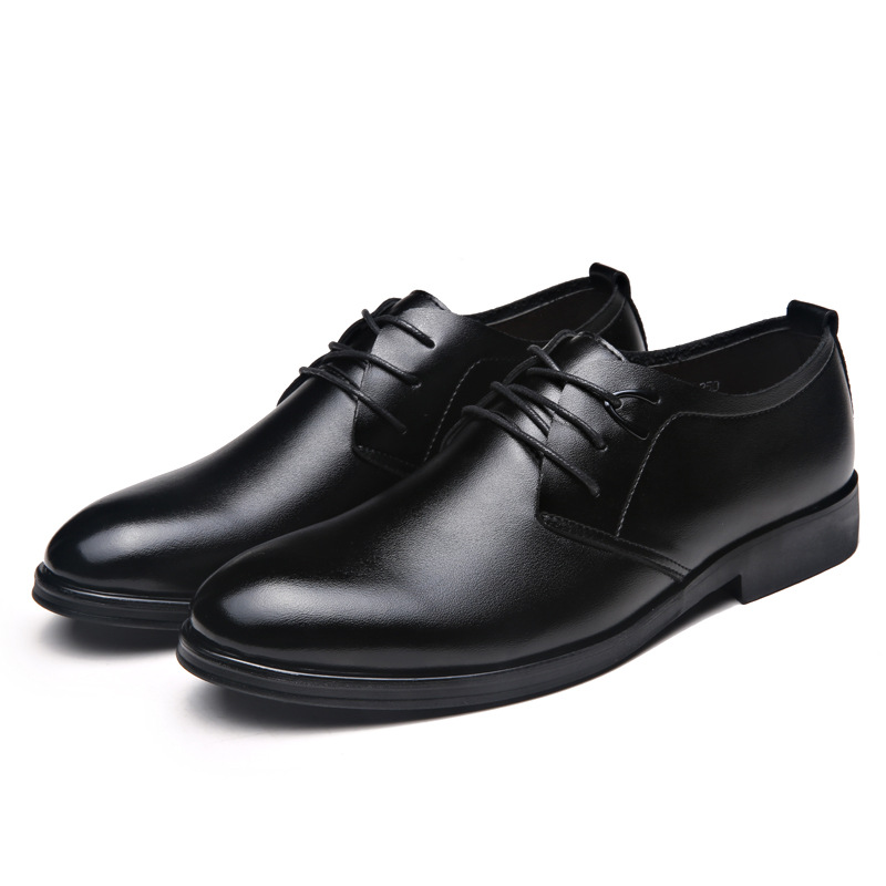 

2019 Autumn New Style MEN'S SHOES Four Seasons Paragraph Business Formal Wear Leather Shoes Top Grade Pointed-Toe Low Top Weddin, Black