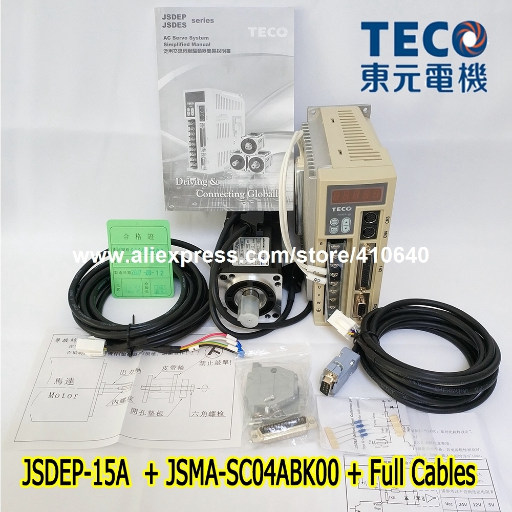 Free Shipping TECO 400W Servo Motor JSMA-SC04ABK00 And Drive JSDEP-15A with Cable-image-463771152