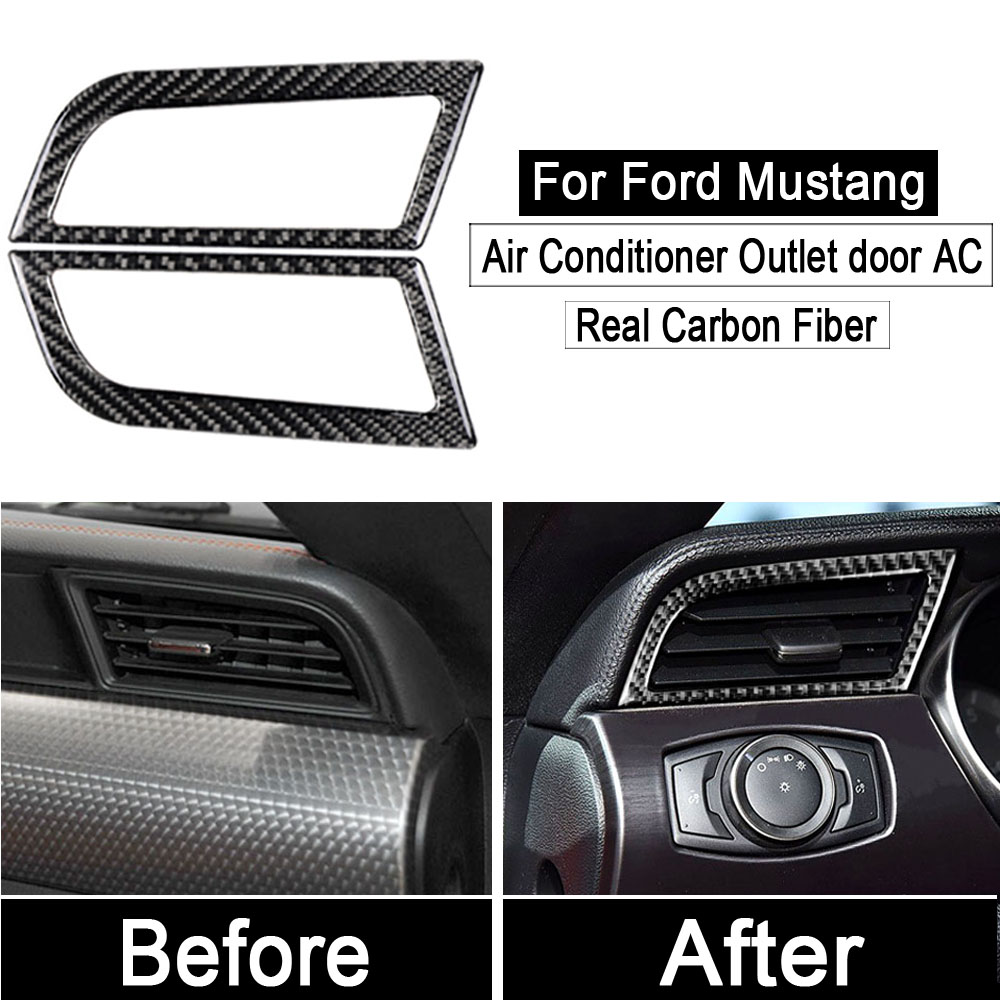 

Car Interior Accessories Real Carbon Fiber AC outlet Car Styling Air Conditioner Outlet door AC For Mustang 2015-2017