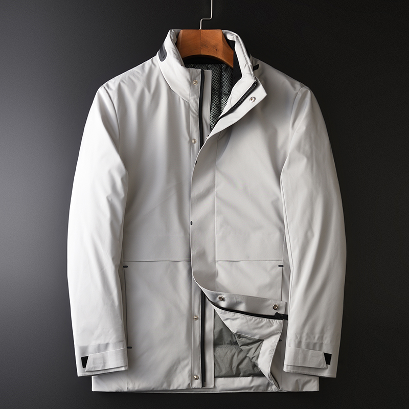 

Grey Mens Down Jackets Luxury Medium Long Warm And Windproof Man Down Coats Winter Slim Fit Male Coats Plus Size 4XL, Grey hy-19021