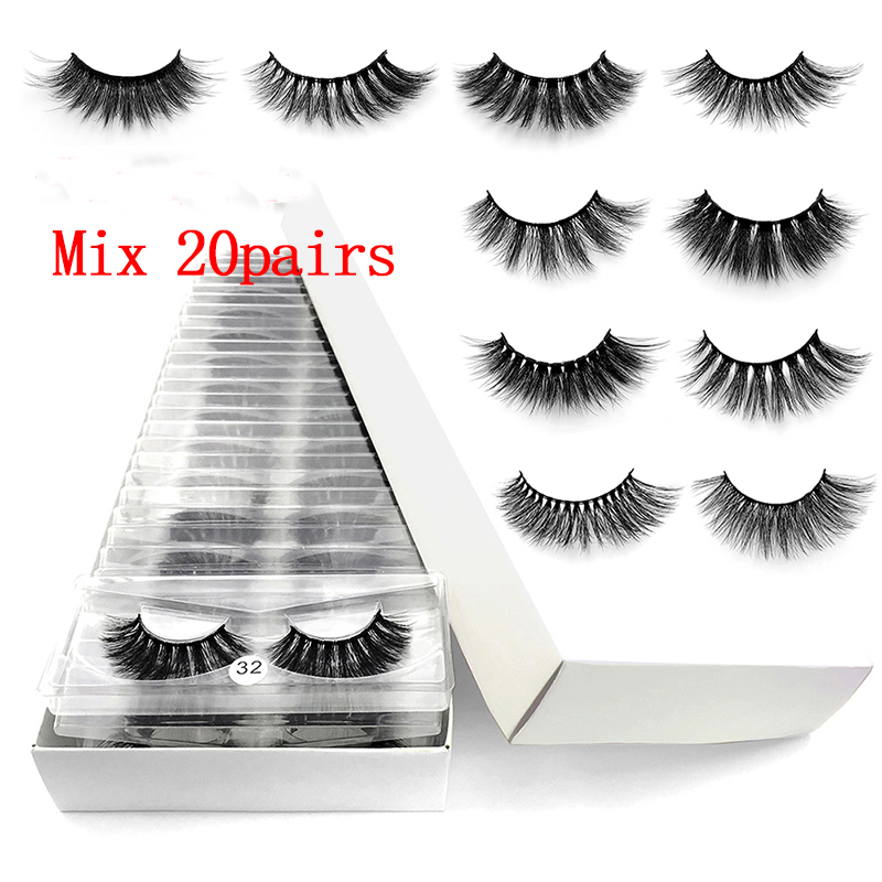 

New 20 PCS Lashes In Bulk Mix 10 styles 3d Mink Lashes Wholesale Eyelashes Natural Mink Eyelashes False Makeup