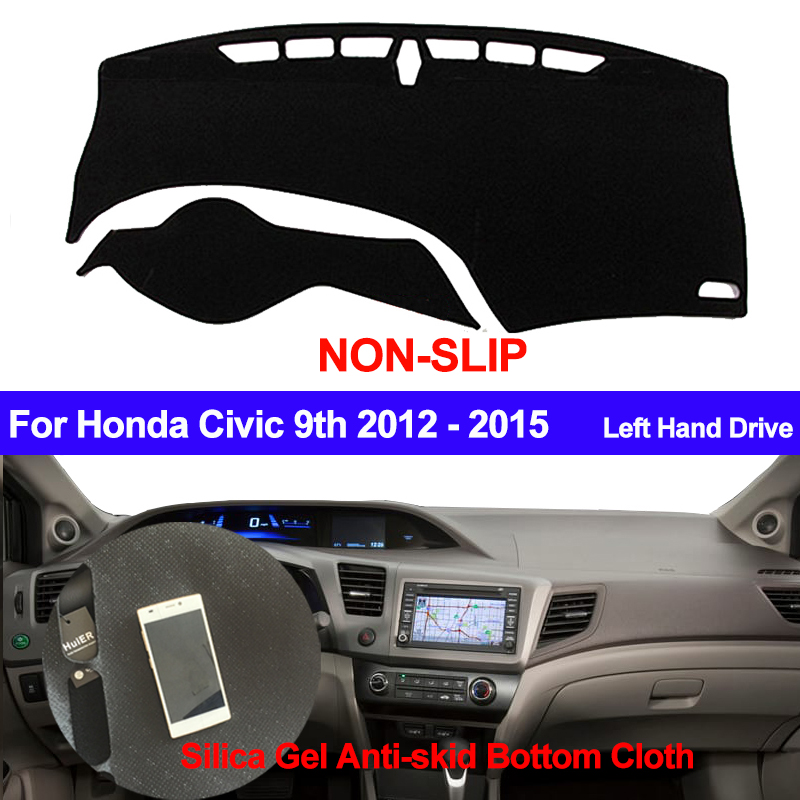 Autoly Black Dashboard Cover Shield Sun Carpet Pad Custom for 2012-2015 9th Gen Honda Civic