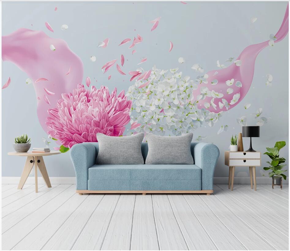 

WDBH 3d photo wallpaper custom mural European modern minimalist flowers tv background Home decor living Room wallpaper for walls 3 d, Non-woven