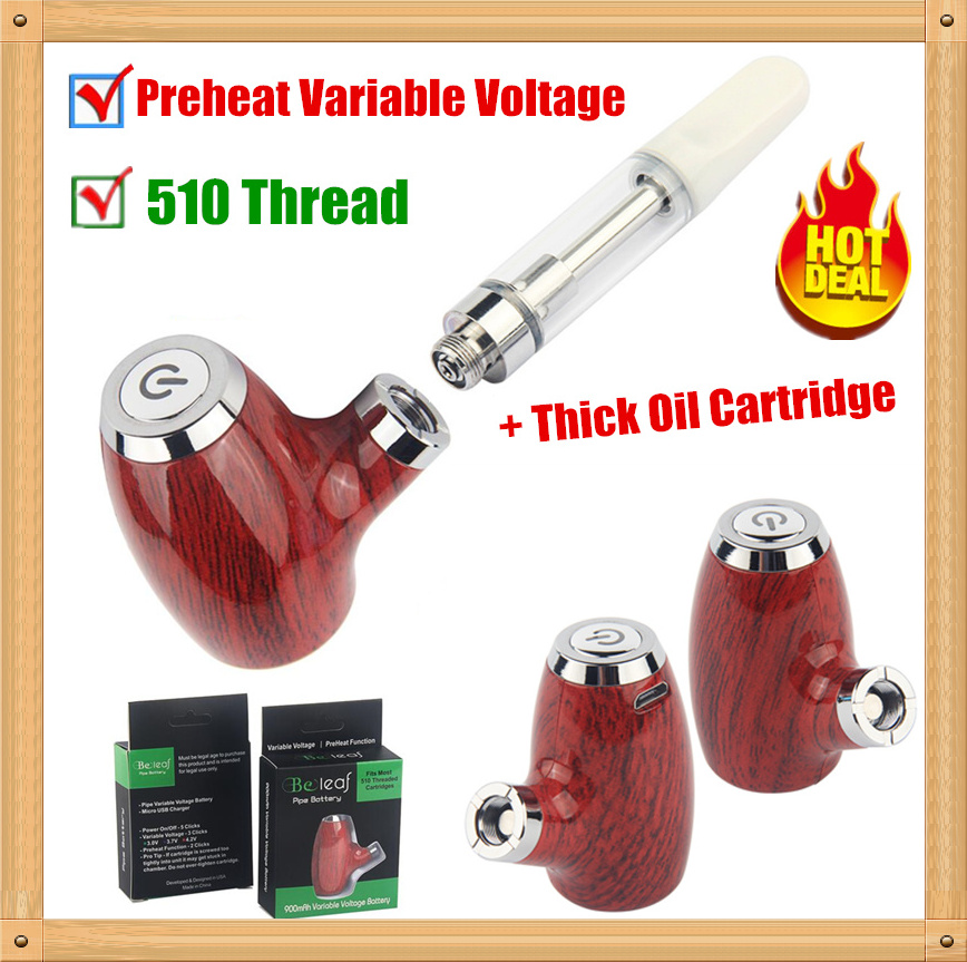 

MOQ 5Pcs Authentic KY32 Wooden Design E Pipe Vape Kit & Thick Oil Ceramic Cartridge ECigarettes Preheat Variable Voltage 510 Thread Mods Vapor