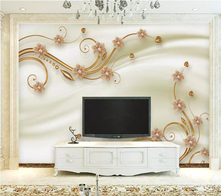 

mural papel de pared Custom wallpaper 3D photo Murals Modern Simple Gold Jewelry Diamond 3D TV Background wall paper mural, As pic