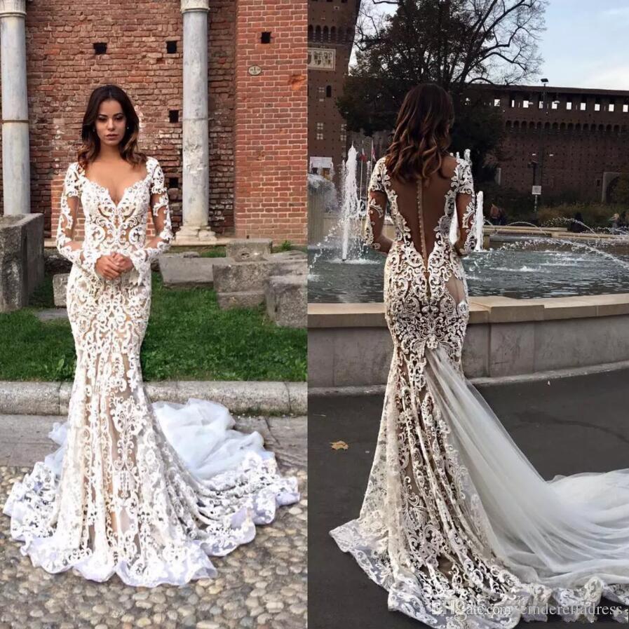 illusion lace mermaid wedding dress