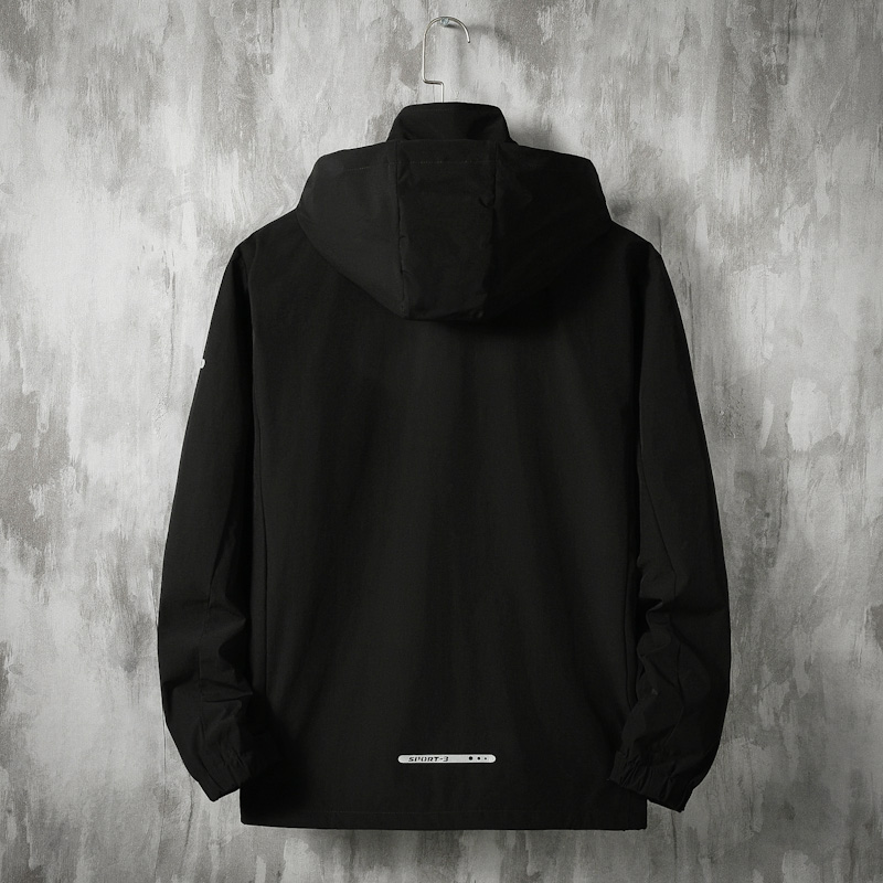 

Summer New fat Spring Mens Jacket Plus Size Fashion Outerwear Windbreaker Men Thin Jackets Hooded Casual Sporting Coat, Black