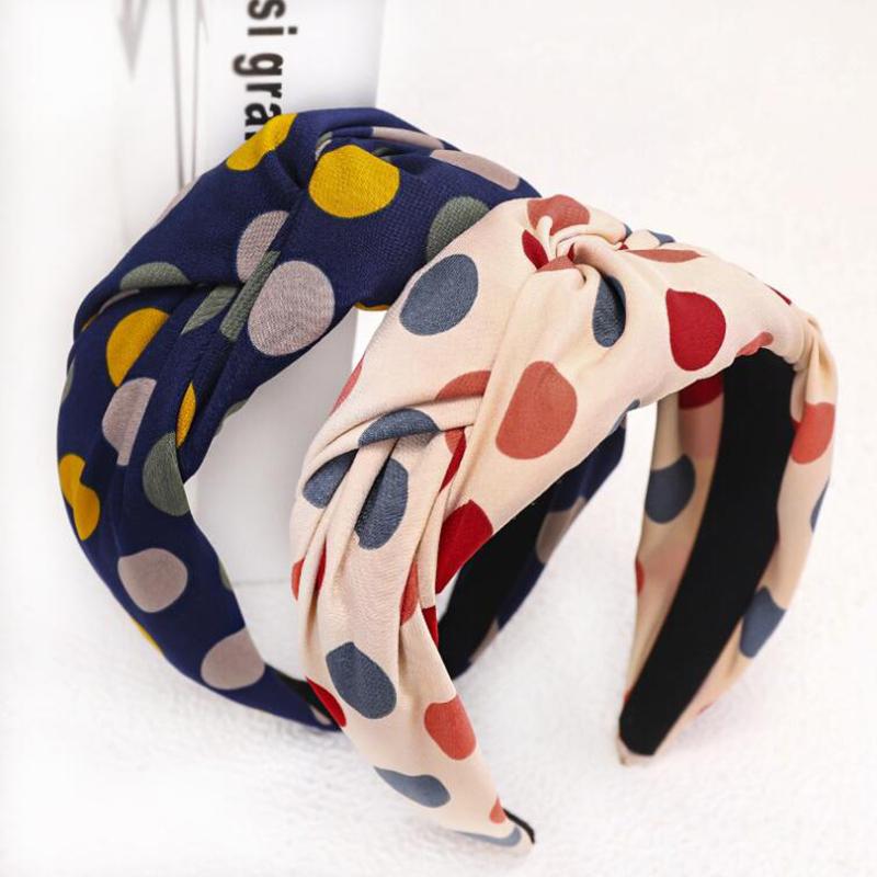 

New Fashion Wide Side Hairband Women Classic Dot Point Headwear Casual Spring Headwear Headband Adult Hair Accessories