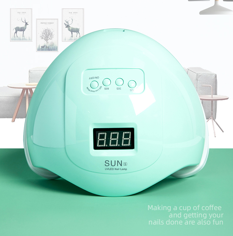 

2020 SUN 5 48W/36W UV Light Nail Dryer for All Gels Dual Hands 24Leds Manicure Lamp Auto Sensor Bottom 10s/30s/60s/99s timing, Mini pink